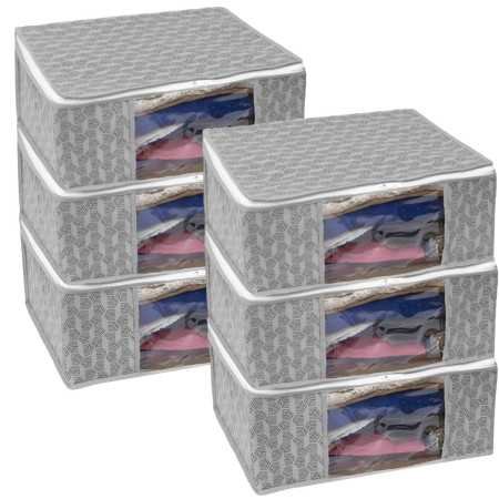 Homestrap Set of 6 Non-Woven Printed Saree Cover/Cloth Storage/Wardrobe Organizer For Clothes with Transparent Window