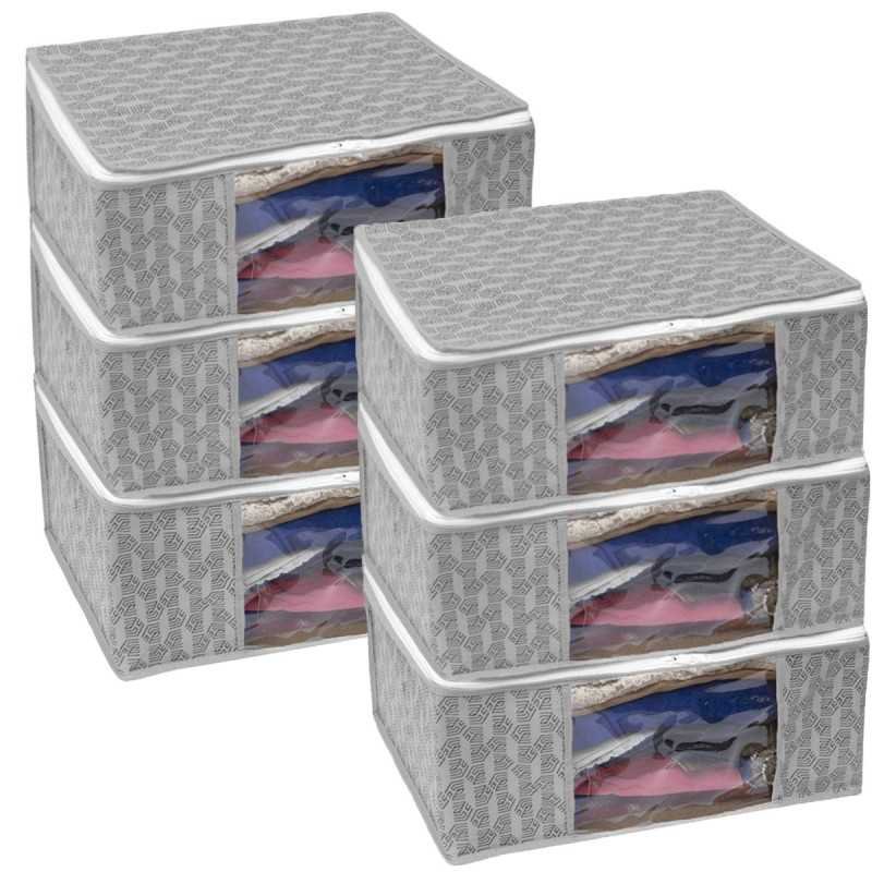 Homestrap Set of 6 Non-Woven Printed Saree Cover/Cloth Storage/Wardrobe Organizer For Clothes with Transparent Window Homestrap Set of 6 Non-Woven Printed Saree Cover/Cloth Storage/Wardrobe Organizer For Clothes with Transparent Window