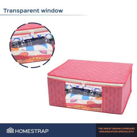 Homestrap Set of 6 Non-Woven Printed Saree Cover/Cloth Storage/Wardrobe Organizer For Clothes with Transparent Window Homestrap Set of 6 Non-Woven Printed Saree Cover/Cloth Storage/Wardrobe Organizer For Clothes with Transparent Window