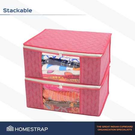 Homestrap Set of 6 Non-Woven Printed Saree Cover/Cloth Storage/Wardrobe Organizer For Clothes with Transparent Window Homestrap Set of 6 Non-Woven Printed Saree Cover/Cloth Storage/Wardrobe Organizer For Clothes with Transparent Window