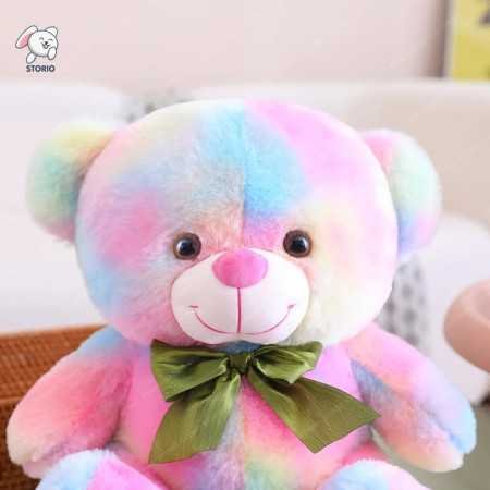 Storio Toy Cute Rainbow Colored Huggable Teddy Bear | 30 cm | Plushie Soft Toys for Kids | Plush Soft Toys for Baby Boys and
