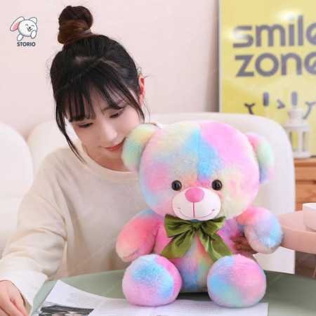 Storio Toy Cute Rainbow Colored Huggable Teddy Bear | 30 cm | Plushie Soft Toys for Kids | Plush Soft Toys for Baby Boys and