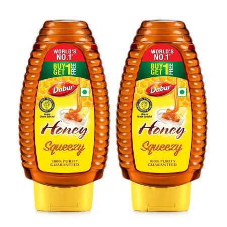 Dabur Honey Squeezy Pack 800g (400gx2, Pack of 2) | 100% Pure | World's No.1 Honey Brand with No Sugar Adulteration