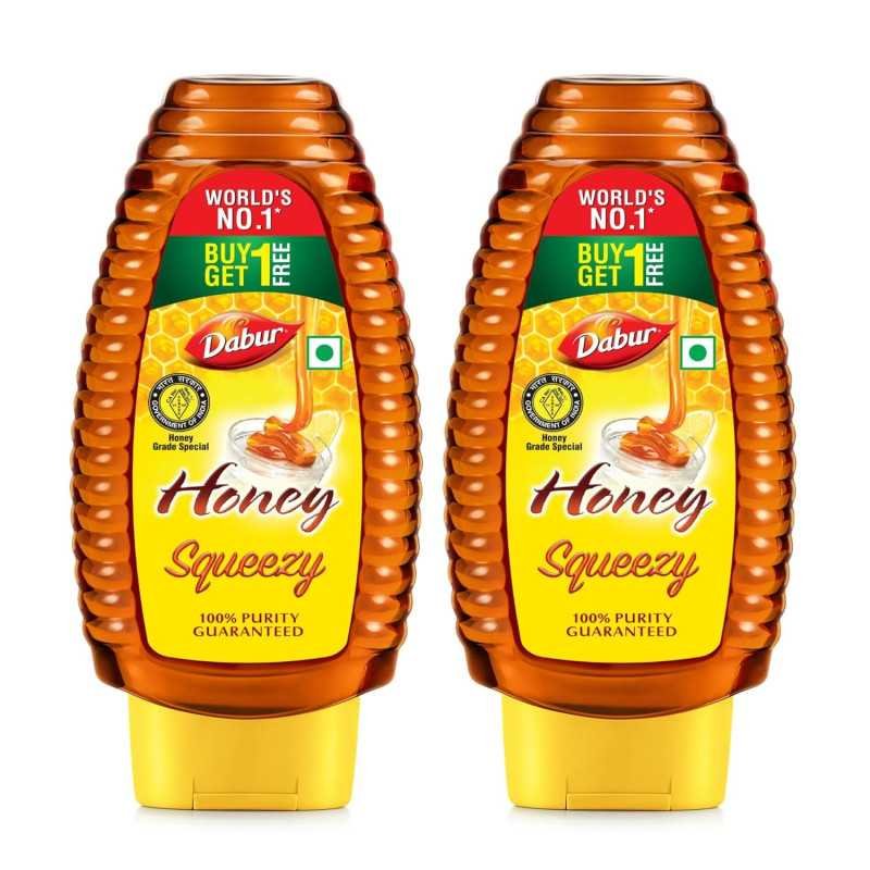 Dabur Honey Squeezy Pack 800g (400gx2, Pack of 2) | 100% Pure | World's No.1 Honey Brand with No Sugar Adulteration Dabur Honey Squeezy Pack 800g (400gx2, Pack of 2) | 100% Pure | World's No.1 Honey Brand with No Sugar Adulteration