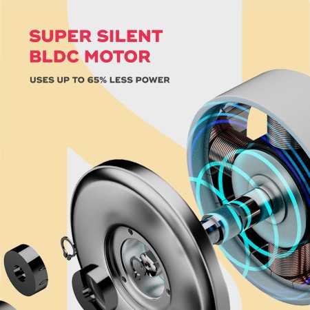 NUUK LIT Cordless & Rechargeable 7 Inch Table Fan with Night Light & Remote Control | Auto Oscillation with 4 Wind Modes | BLDC