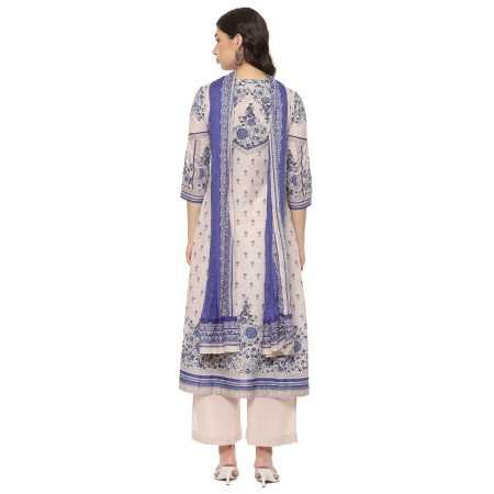 BIBA Women Cambric Kalidar Printed Kurta Palazzo Suit Set