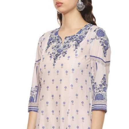 BIBA Women Cambric Kalidar Printed Kurta Palazzo Suit Set