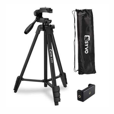 Syvo WT 3130 Aluminum Tripod (133CM), Universal Lightweight Tripod with Mobile Phone Holder Mount & Carry Bag for All Smart