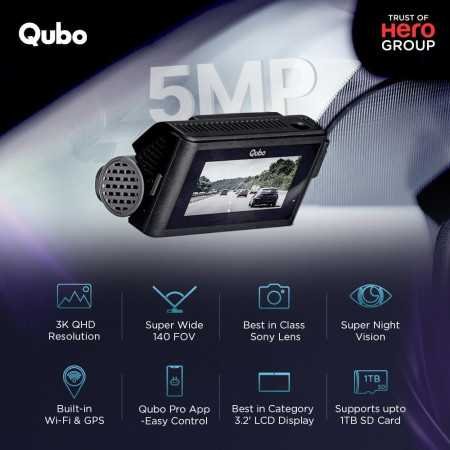 Qubo Car Dash Camera Pro X 3MP 1296p from Hero Group | Made in India | Super Capacitor| Wide Angle View | Emergency Recording | Qubo Car Dash Camera Pro X 3MP 1296p from Hero Group | Made in India | Super Capacitor| Wide Angle View | Emergency Recording |