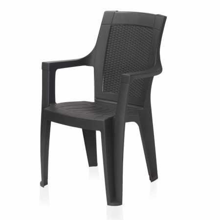 Restomatt Mistique Unbreakable Arm Plastic Chair - 2 Chairs, Black