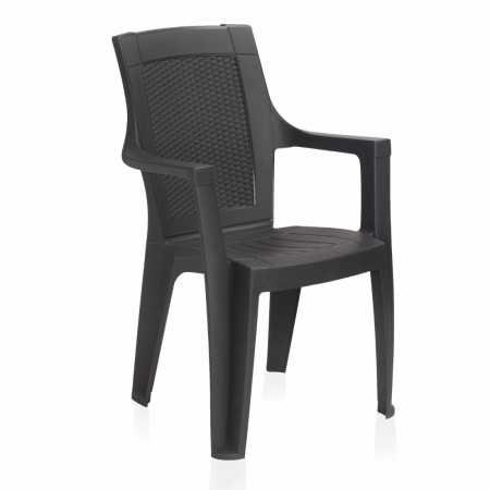 Restomatt Mistique Unbreakable Arm Plastic Chair - 2 Chairs, Black