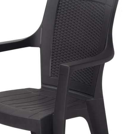 Restomatt Mistique Unbreakable Arm Plastic Chair - 2 Chairs, Black
