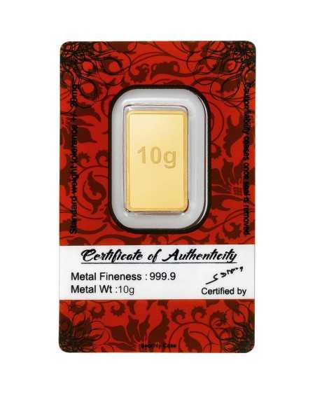 Bangalore Refinery 10 gm, 24k (999.9) Yellow Gold Bar / Gold Coin