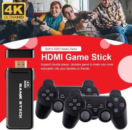 GSH USB Wireless Console Game Stick Video Game Console Built-in 3000 Classic Games 8 Bit Mini Retro Controller HDMI Output Dual
