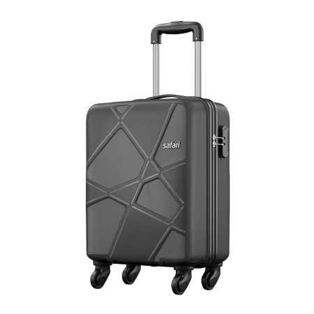 Safari Polypropylene (Pp) Pentagon Hardside Small Size Cabin Luggage Suitcase 4 Spinner Wheels Trolley Bags for Travel Black