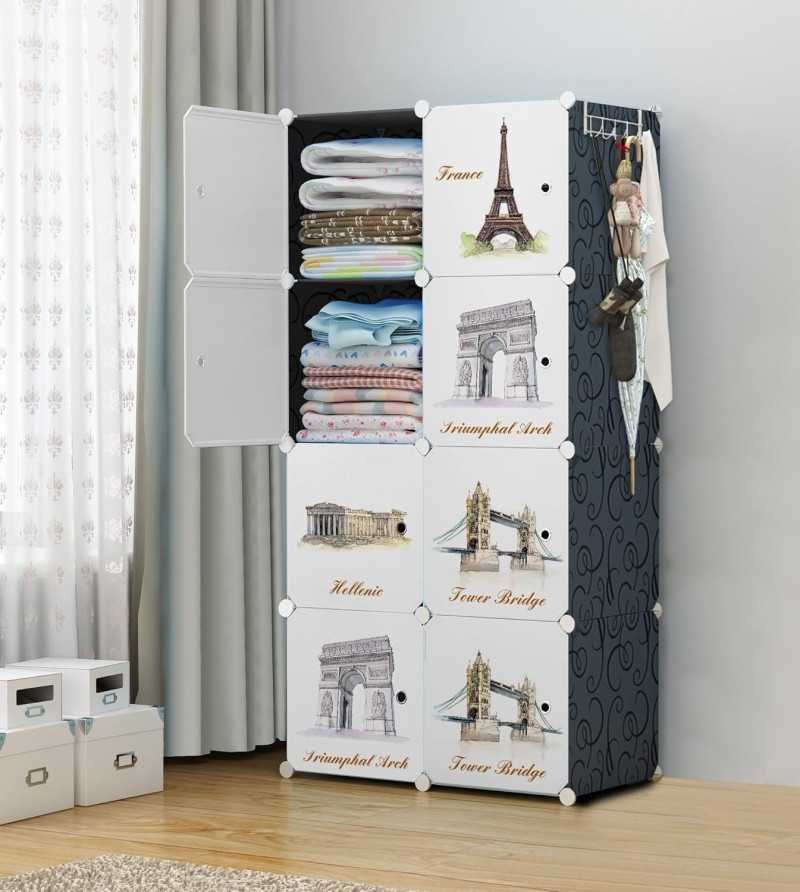 R. K. INTERNATIONAL 8 Door Plastic Soft Sheet Wardrobe Storage Rack Closest Organizer For Clothes Kids Living Room Bedroom Small R. K. INTERNATIONAL 8 Door Plastic Soft Sheet Wardrobe Storage Rack Closest Organizer For Clothes Kids Living Room Bedroom Small