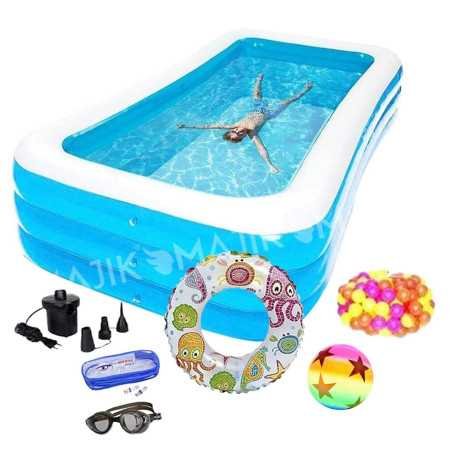 Majik 10 Feet Swimming Pool Tub for Family Kids Adult for Summer (Free Swimming Ring, 140 Balls, Swimming Goggles and Earplug)