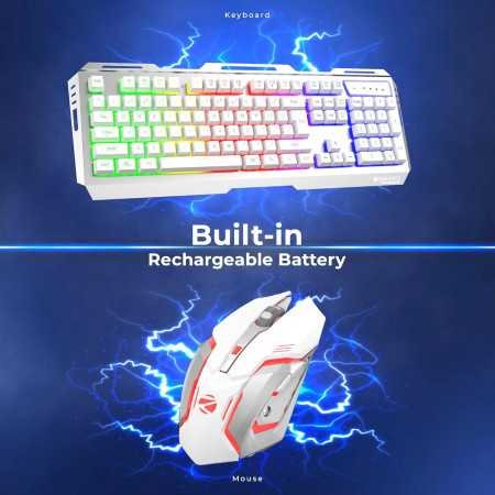 ZEBRONICS USB New Launch Trion Gaming Keyboard & Mouse Gaming Combo, 104 Keys Backlit, Translucent Material, Multi Color LED,