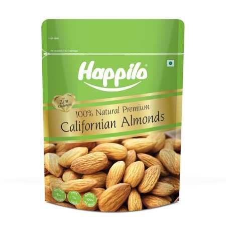Happilo 100% Natural Premium California Dried Almonds 500g Pack Pouch | Premium Badam Giri | High in Fiber & Boost Immunity |