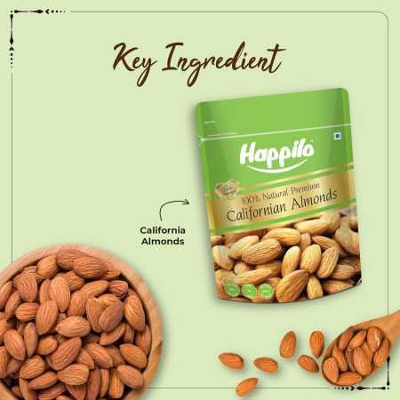 Happilo 100% Natural Premium California Dried Almonds 500g Pack Pouch | Premium Badam Giri | High in Fiber & Boost Immunity |