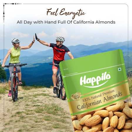 Happilo 100% Natural Premium California Dried Almonds 500g Pack Pouch | Premium Badam Giri | High in Fiber & Boost Immunity |
