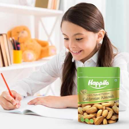 Happilo 100% Natural Premium California Dried Almonds 500g Pack Pouch | Premium Badam Giri | High in Fiber & Boost Immunity |