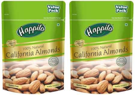 Happilo 100% Natural Premium California Dried Almonds 500g Pack Pouch | Premium Badam Giri | High in Fiber & Boost Immunity |