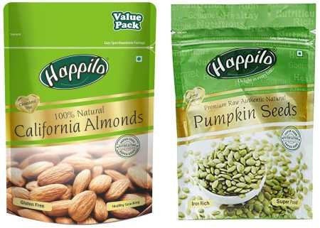 Happilo 100% Natural Premium California Dried Almonds 500g Pack Pouch | Premium Badam Giri | High in Fiber & Boost Immunity |