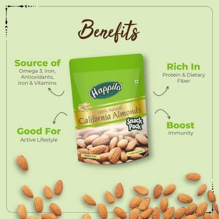 Happilo 100% Natural Premium California Dried Almonds 500g Pack Pouch | Premium Badam Giri | High in Fiber & Boost Immunity |