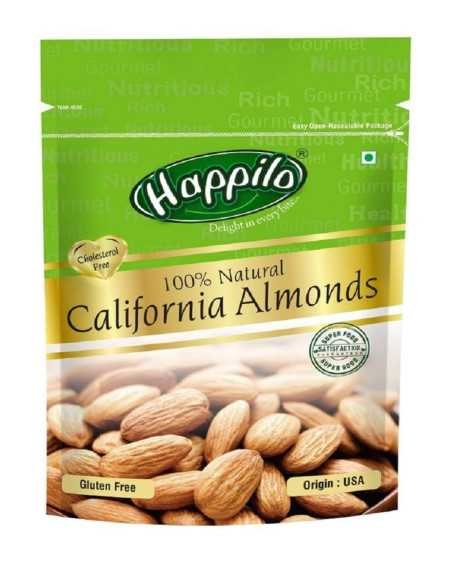 Happilo 100% Natural Premium California Dried Almonds 500g Pack Pouch | Premium Badam Giri | High in Fiber & Boost Immunity |