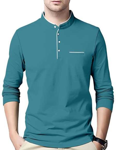 AUSK Men's Cotton Henley Neck Full Sleeve Solid Regular Fit T-Shirt
