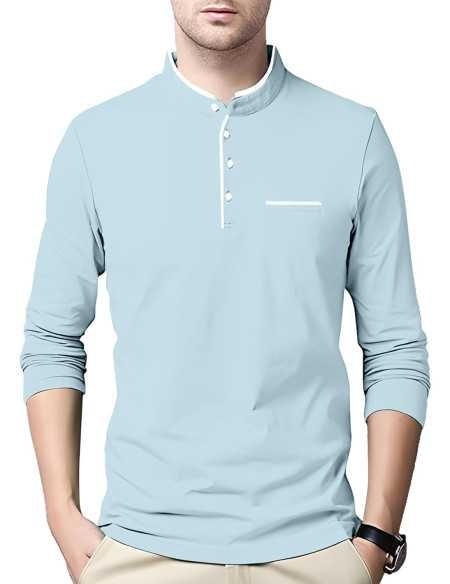 AUSK Men's Cotton Henley Neck Full Sleeve Solid Regular Fit T-Shirt AUSK Men's Cotton Henley Neck Full Sleeve Solid Regular Fit T-Shirt