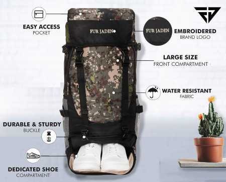 Fur Jaden 55 LTR Rucksack Travel Backpack Bag for Trekking, Hiking with Shoe Compartment