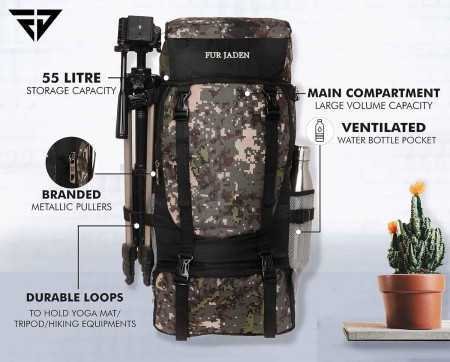 Fur Jaden 55 LTR Rucksack Travel Backpack Bag for Trekking, Hiking with Shoe Compartment