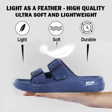 DOCTOR EXTRA SOFT Men's Classic Cushion Sliders/Slippers with Adjustable Buckle Strap for Adult | Comfortable & LightWeight