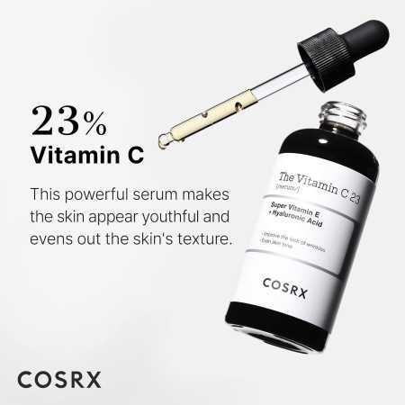 COSRX Pure Vitamin C Serum with Vitamin E & Hyaluronic Acid, Brightening & Hydrating Facial Serum for Fine Lines, Uneven Skin