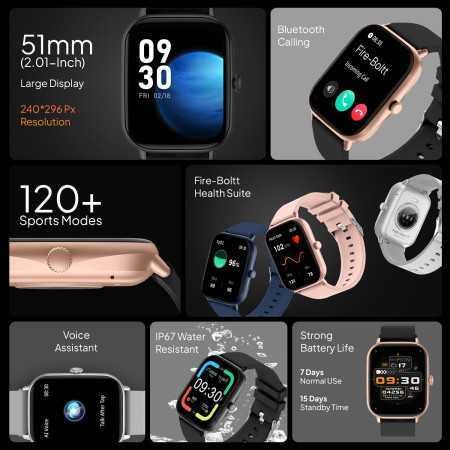 Fire-Boltt Ninja Call Pro Plus 1.83" Smart Watch with Bluetooth Calling, AI Voice Assistance, 100 Sports Modes IP67 Rating, 240
