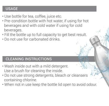 Milton Duo DLX 1000 Thermosteel 24 Hours Hot and Cold Water Bottle, 1 Litre, Silver