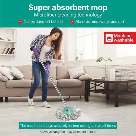 Spotzero by Milton Prime Mop with Big Wheels and Stainless Steel Wringer, (Aqua Green, 2 Refills) Spotzero by Milton Prime Mop with Big Wheels and Stainless Steel Wringer, (Aqua Green, 2 Refills)