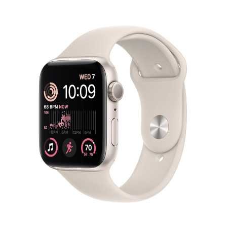 Apple Watch SE (2nd Gen) [GPS 44 mm] Smart Watch w/Starlight Aluminium Case & Starllight Sport Band. Fitness & Sleep Tracker,