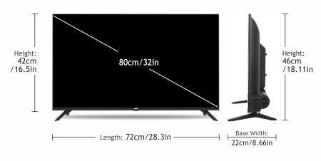VW 80 cm (32 inches) Frameless Series HD Ready LED TV VW32A (Black)