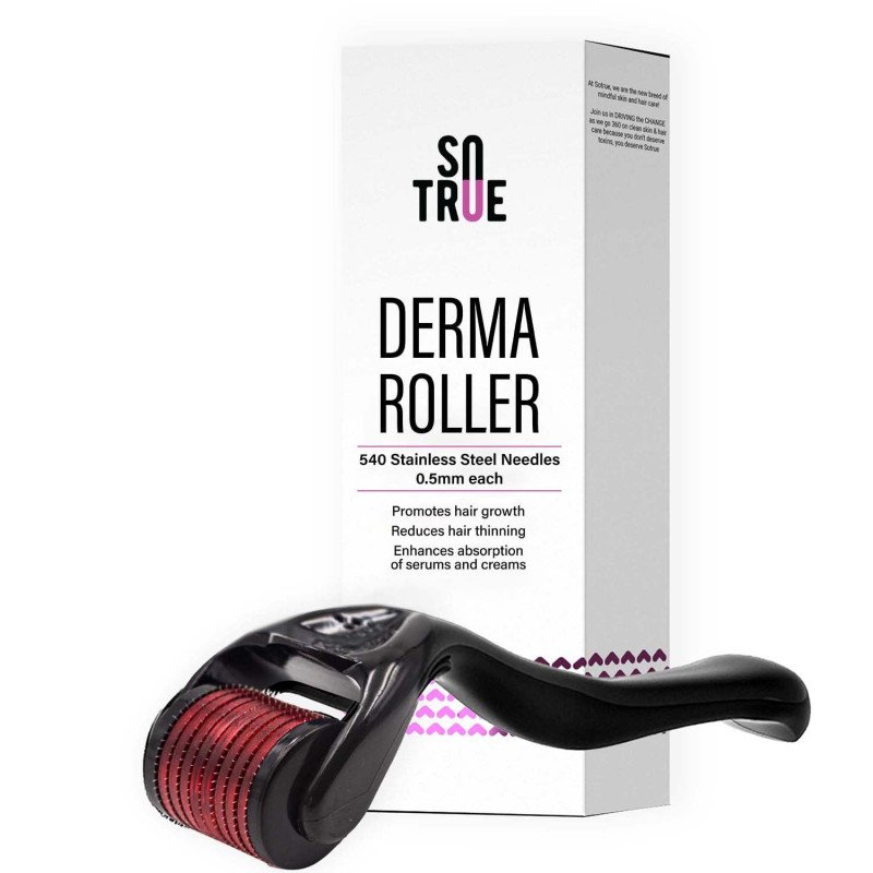 Sotrue Derma Roller For Hair Growth 0.5 mm with 540 Stainless Steel Needles | Repairs Damaged Hair, Activates Hair Follicles |