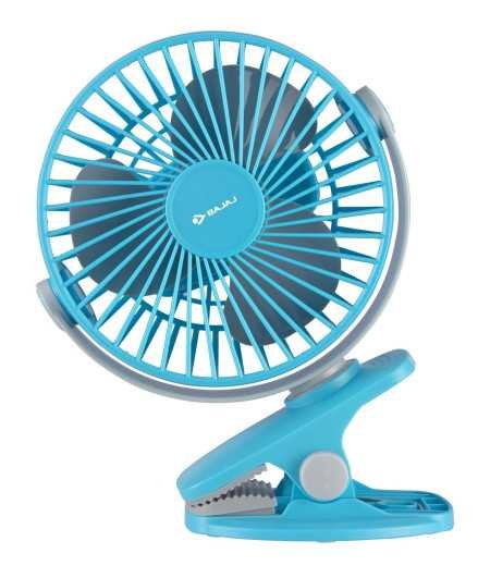 Bajaj Pygmy Mini Fan 110mm | USB Charging Fan | Multi-Clip Function | Rechargeable Fan| Battery Fan| 4-Hr Back-up| Silent