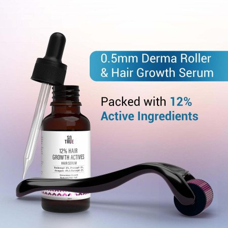 Sotrue Derma Roller For Hair Growth 0.5 mm with 540 Stainless Steel Needles | Repairs Damaged Hair, Activates Hair Follicles |