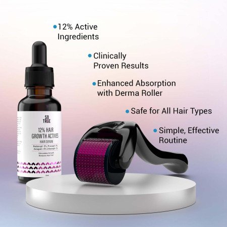 Sotrue Derma Roller For Hair Growth 0.5 mm with 540 Stainless Steel Needles | Repairs Damaged Hair, Activates Hair Follicles |