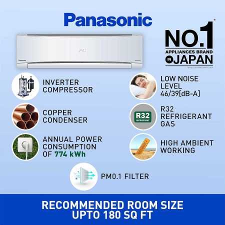 Panasonic 1.5 Ton 5 Star Wi-Fi Inverter Smart Split AC (India's 1st Matter Enabled RAC, Copper Condenser, 7in1 Convertible, True