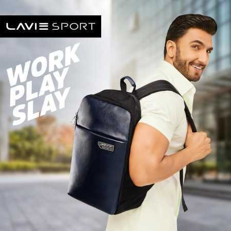 Lavie Sport 43cm Chairman 24 Litres Backpack with Padded Laptop Sleeve | Vegan Leather Business Backpack for Men & Women |