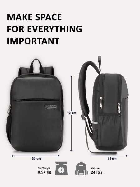 Lavie Sport 43cm Chairman 24 Litres Backpack with Padded Laptop Sleeve | Vegan Leather Business Backpack for Men & Women |
