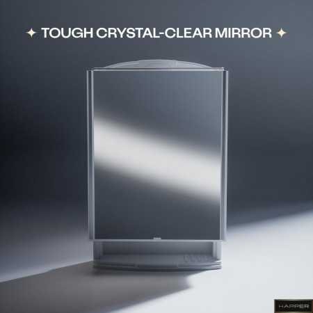 Happer Plastic Premium Multipurpose Wall Mounted Storage Cabinet with Mirror, Prime Look (White)