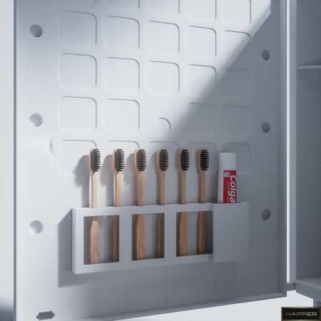 Happer Plastic Premium Multipurpose Wall Mounted Storage Cabinet with Mirror, Prime Look (White)